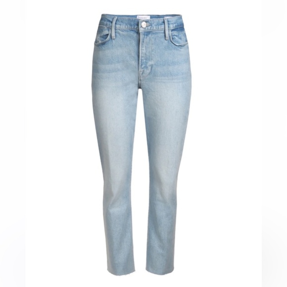 FRAME LE HIGH STRAIGHT JEANS IN RAW AFTER KERWIN